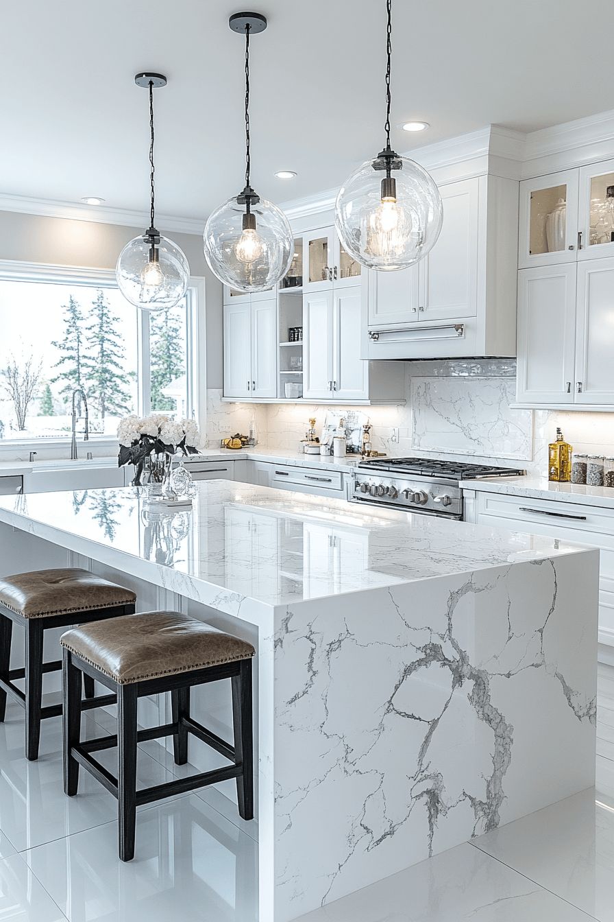 Polished marble surface detail